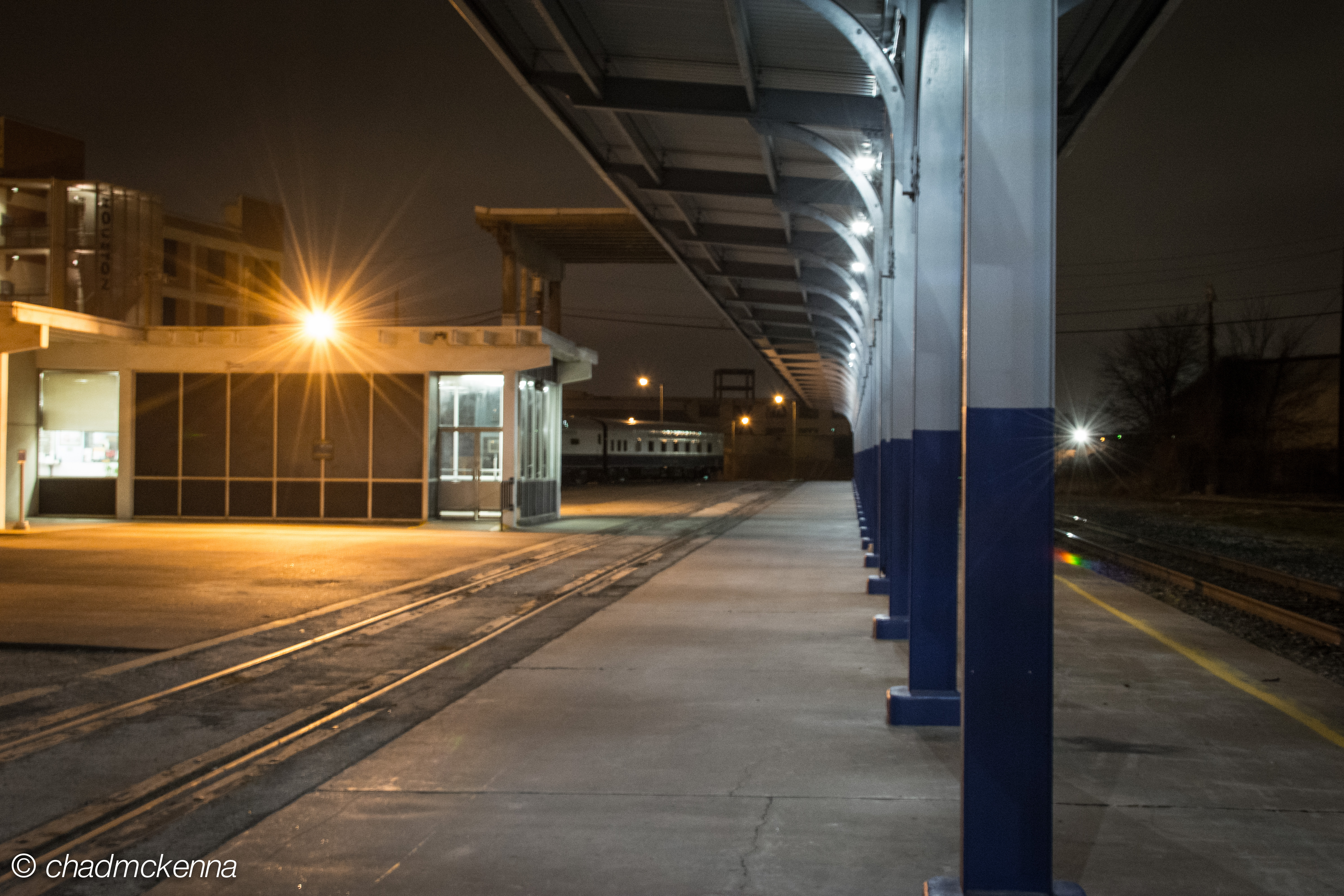Houston Amtrak station at night