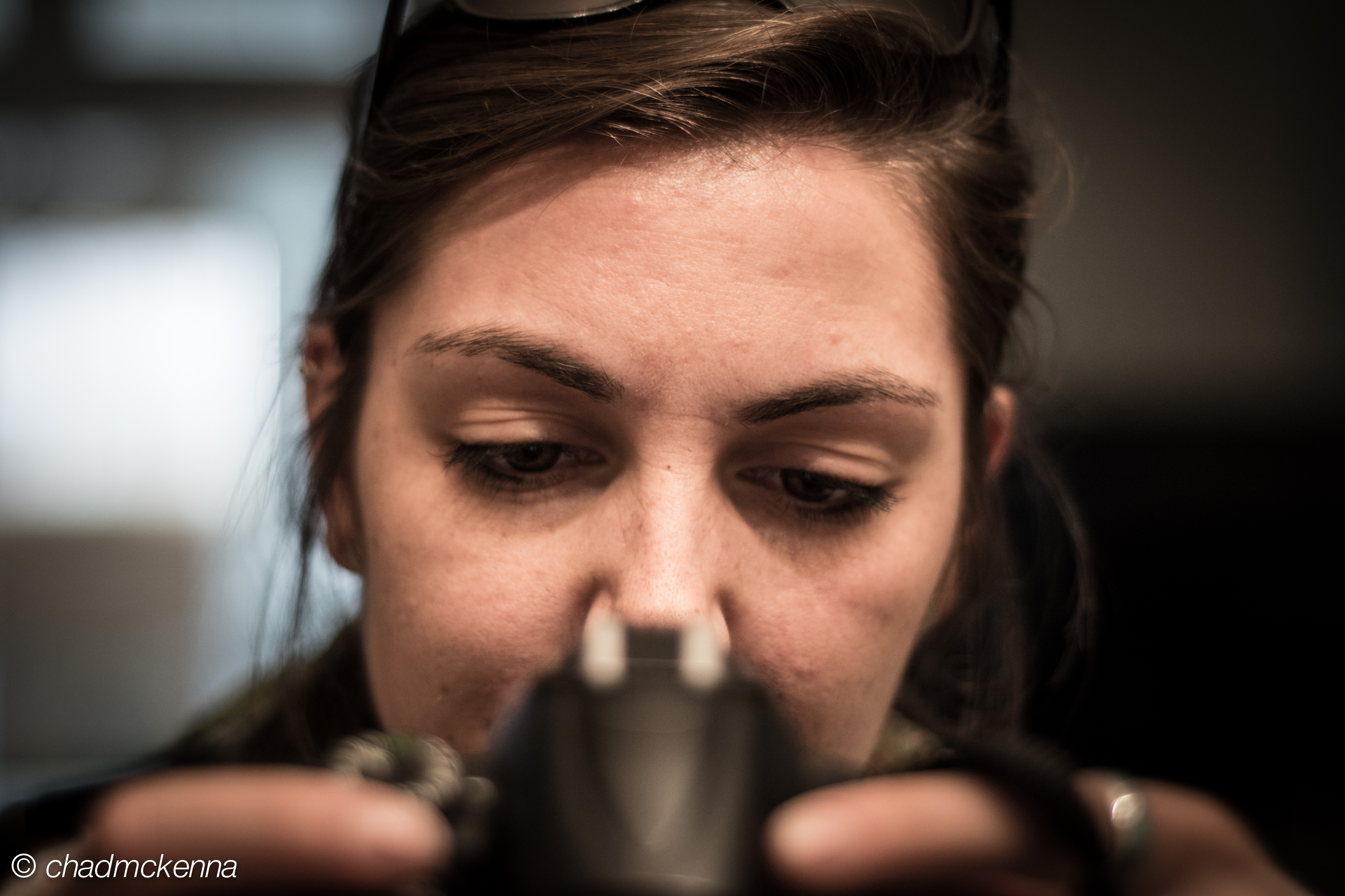 Sister getting acquainted with her camera 