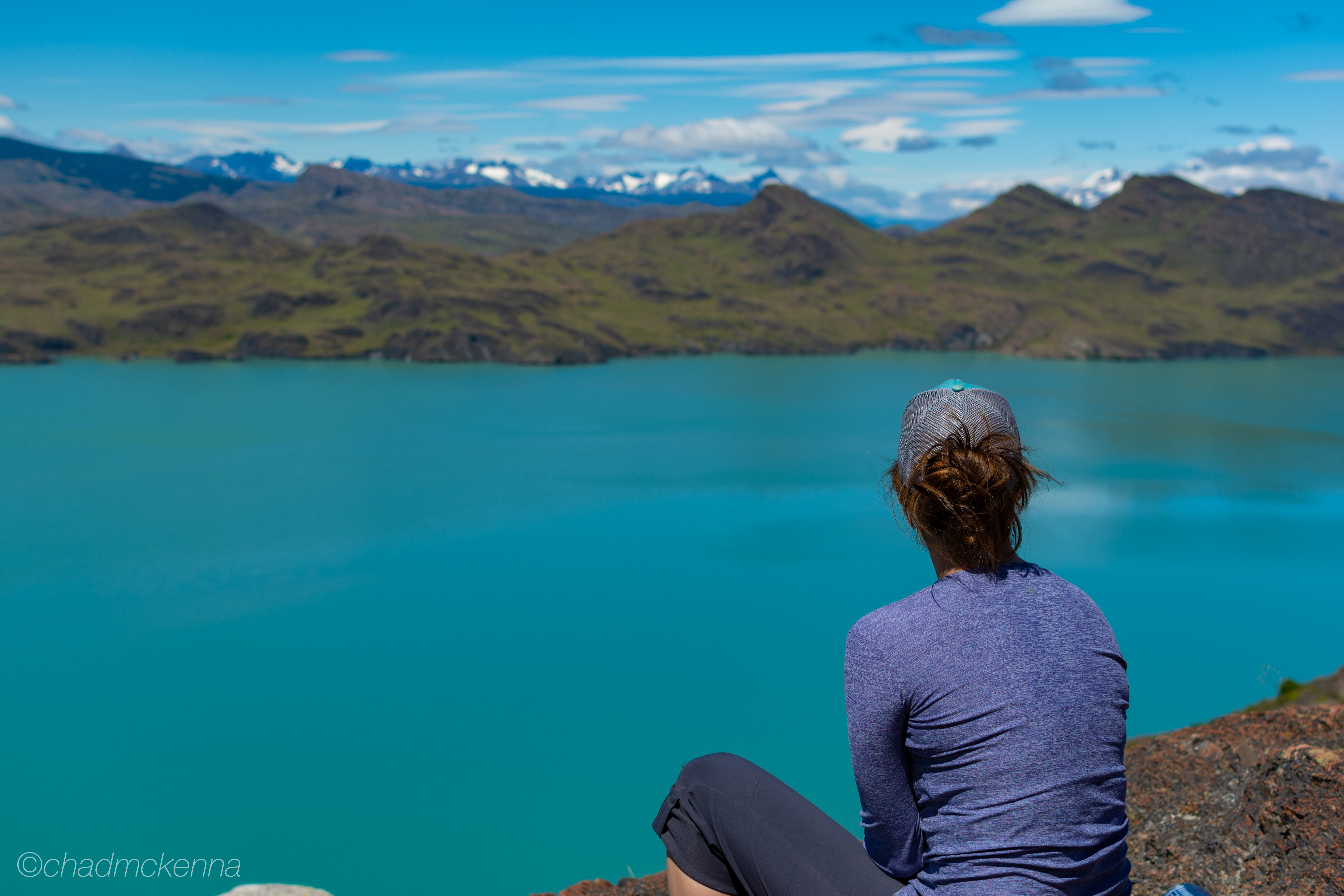 Hilary enjoying the view of the turquoise lakes